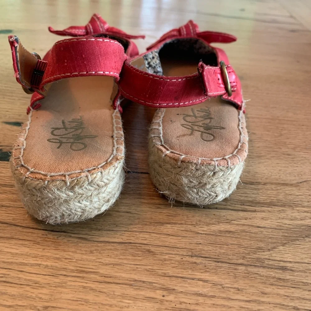 Life Stride Espadrille Shoe Red Slingback Bow‎ Women’s 8 1/2 Preloved